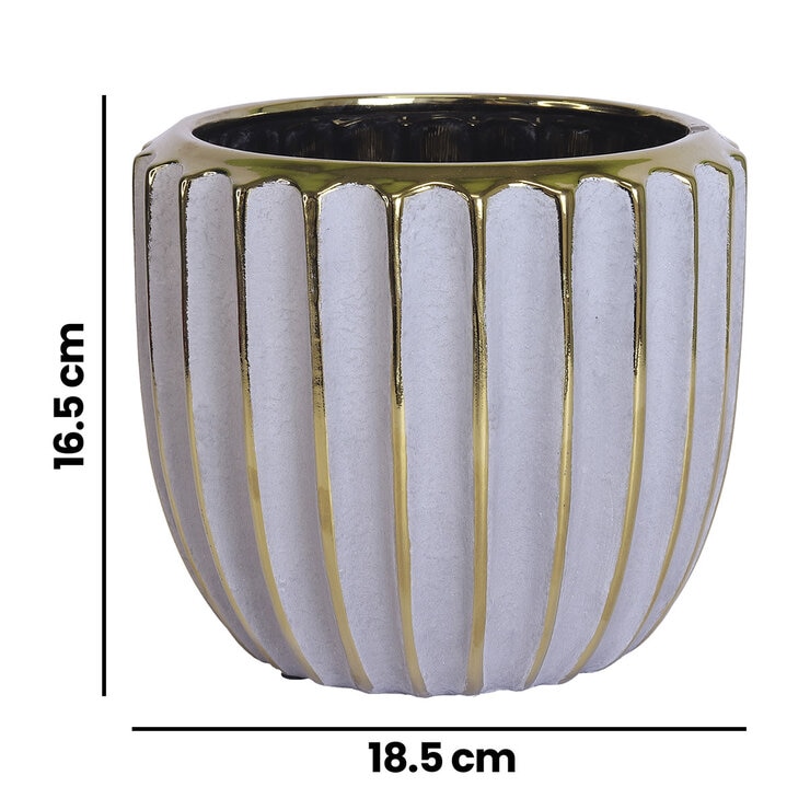 CADAVAL, Loreto Set de 2 Macetas Dorado con Gris