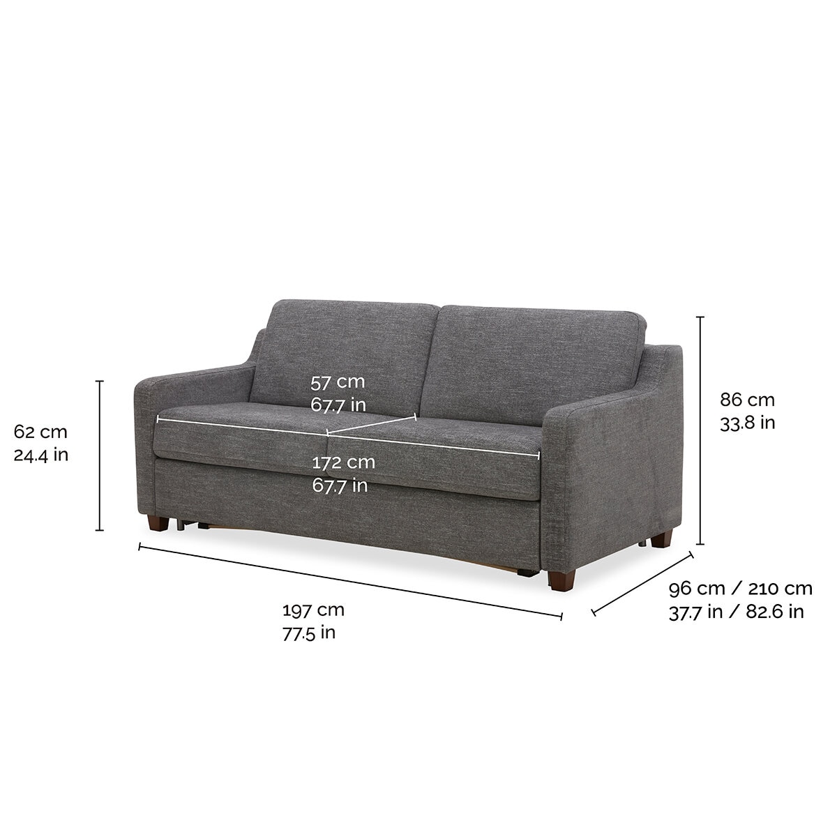 Aiden & Ivy, Sofá Cama de Tela Tamaño Queen