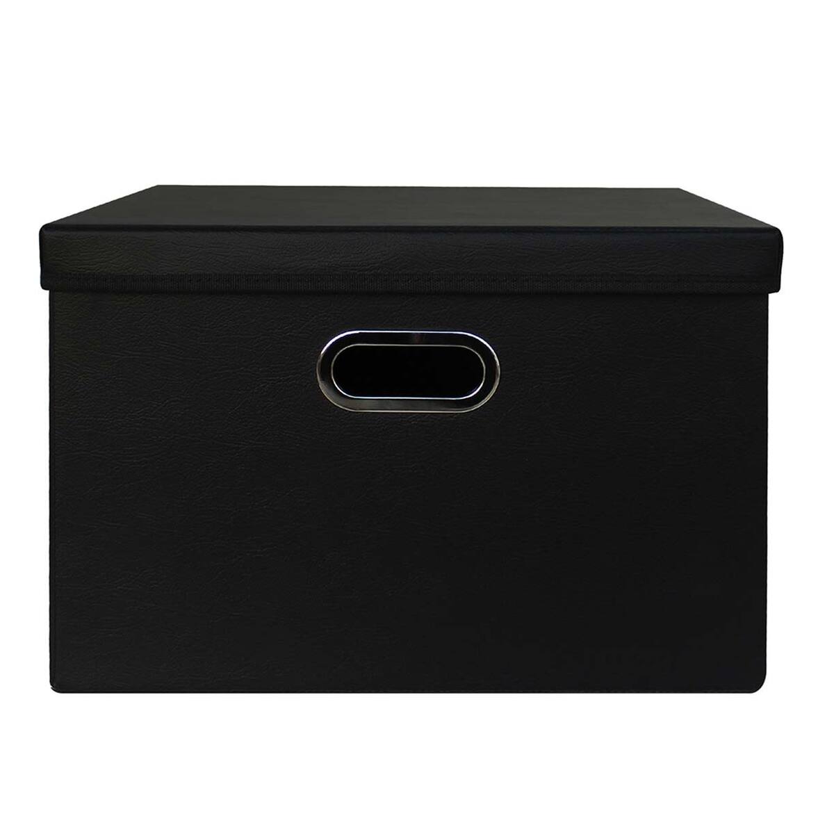 AG Box, Set de 3 Cajas de Almacenamiento de Piel Sintética Negras