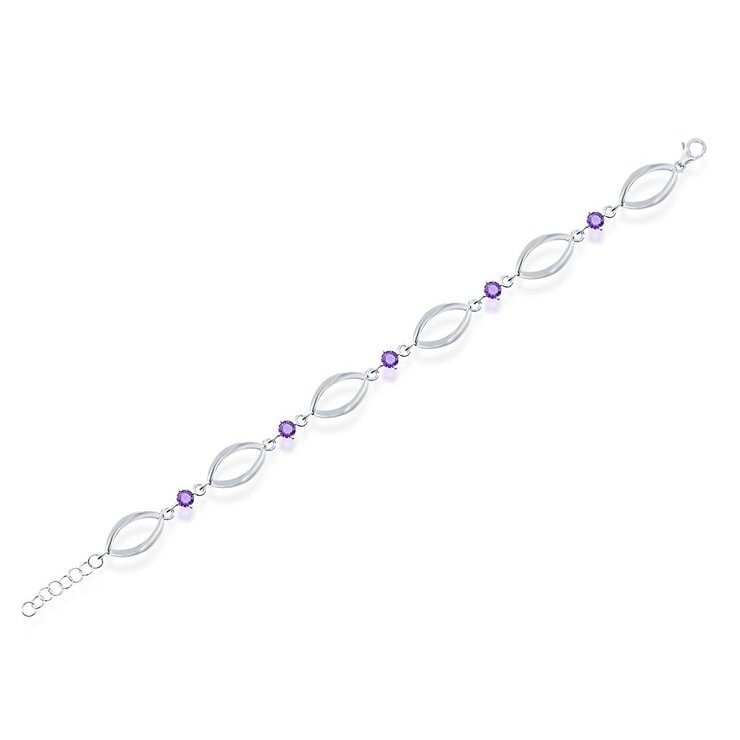 Pulsera de Amatista, Oro Blanco de 14K