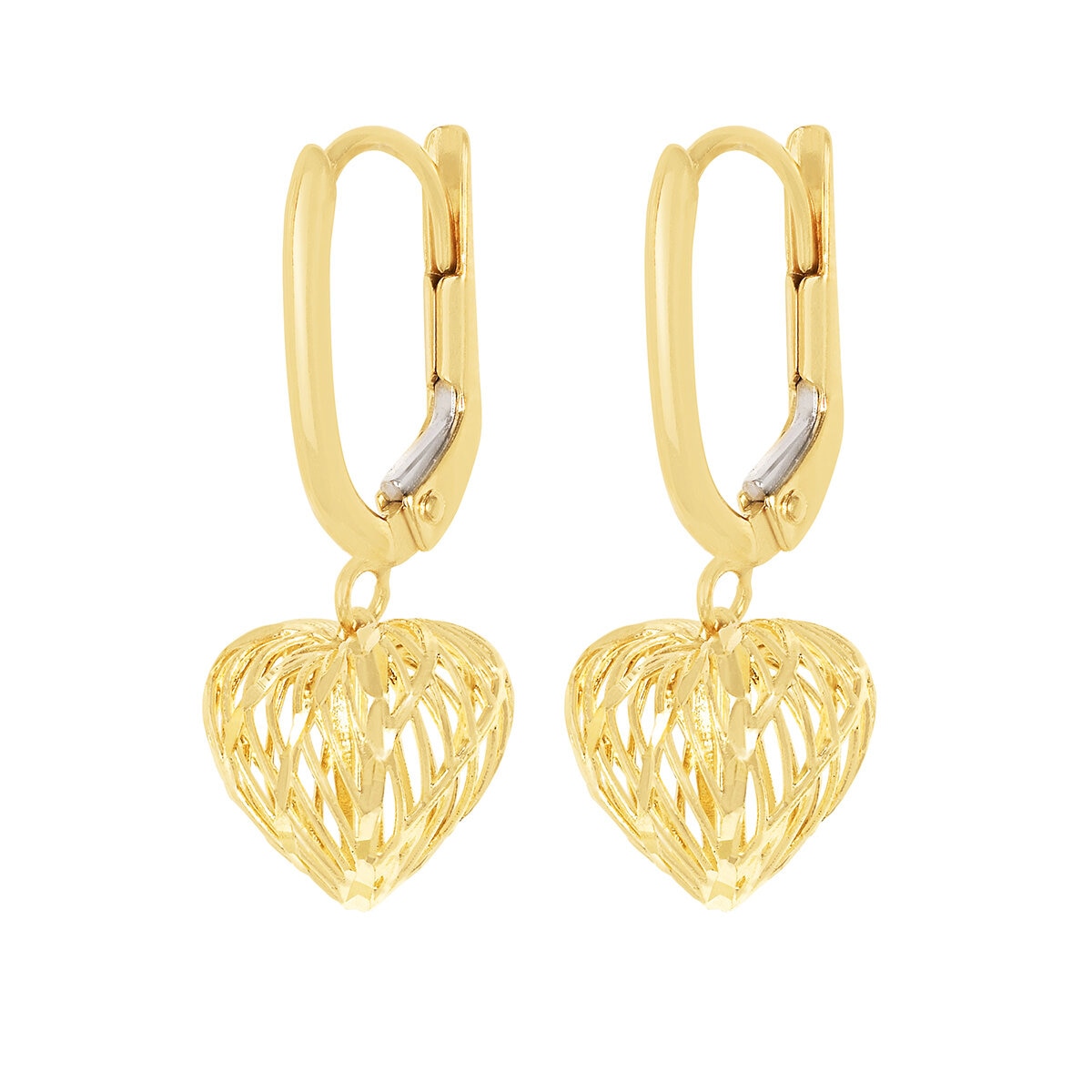 Aretes de Corazon, Filigrana, Oro Amarillo 14K