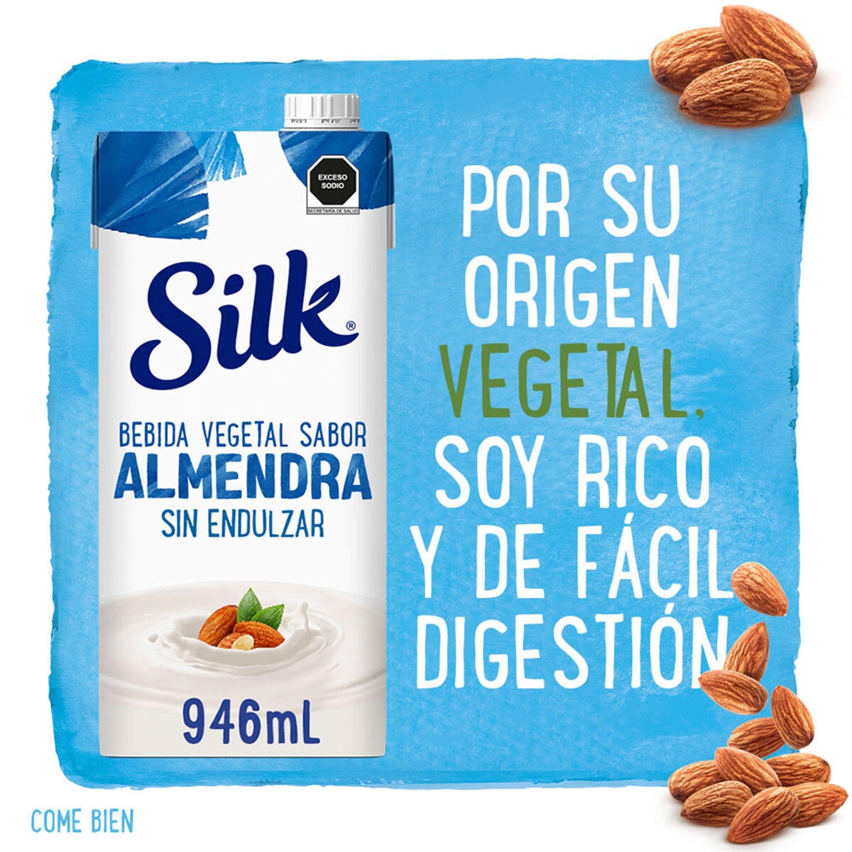 Silk Bebida de Almendra sin Azúcar 6 pzas de 946 ml