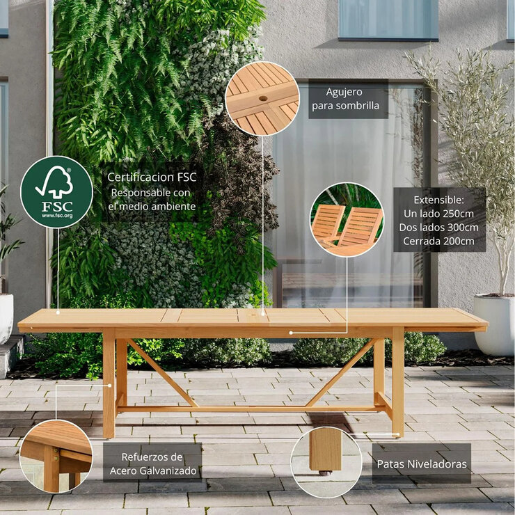Midtown Concept, Leyland Mesa de Comedor Extensible para Exterior
