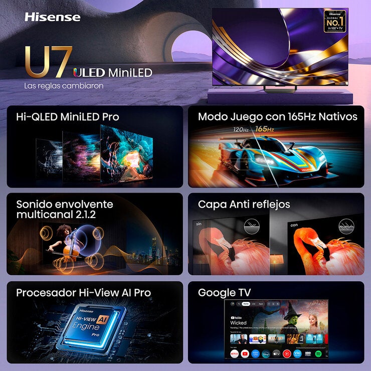 Hisense Pantalla 85" Miniled 4K Google TV 703972 Hisense Pantalla 85" Miniled 4K Google TV 703972