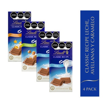 Lindt Barras de Chocolate, Avellana y Caramelo 4 pzas de 125 g