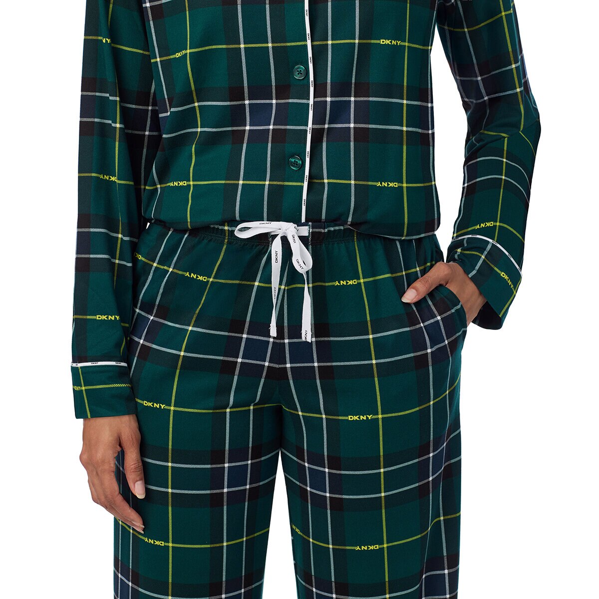 DKNY Pijama para Dama Verde Grande