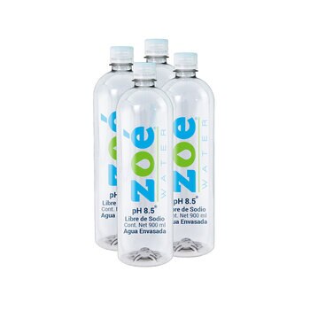 Zoé Water Agua Alcalina Envasada 4 pzas de 900 ml