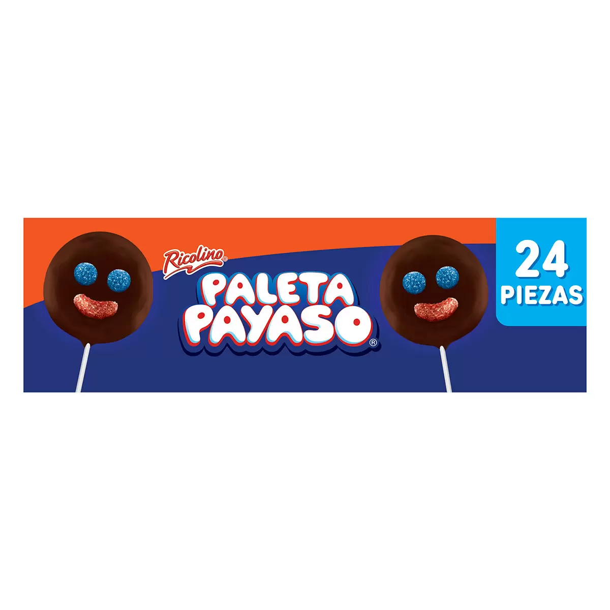 Ricolino Paleta Payaso de Malvavisco Cubierto con Chocolate y Gomitas 24 pzas