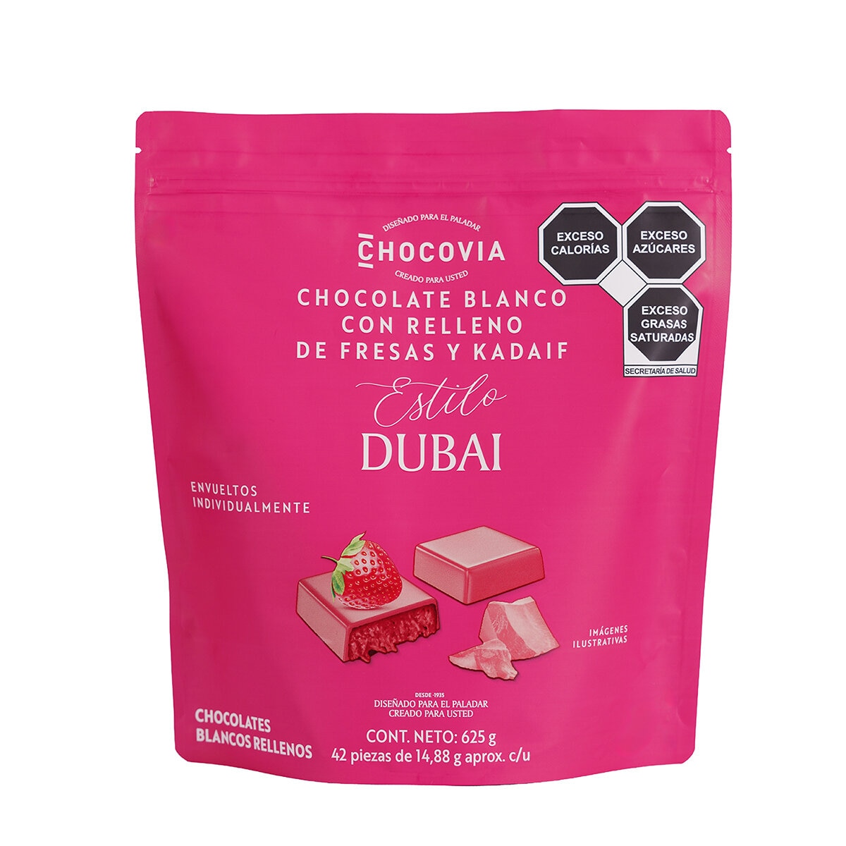 Chocovia Chocolate Blanco Estilo Dubai con Fresa Chocovia Chocolate Blanco Estilo Dubai con Fresa