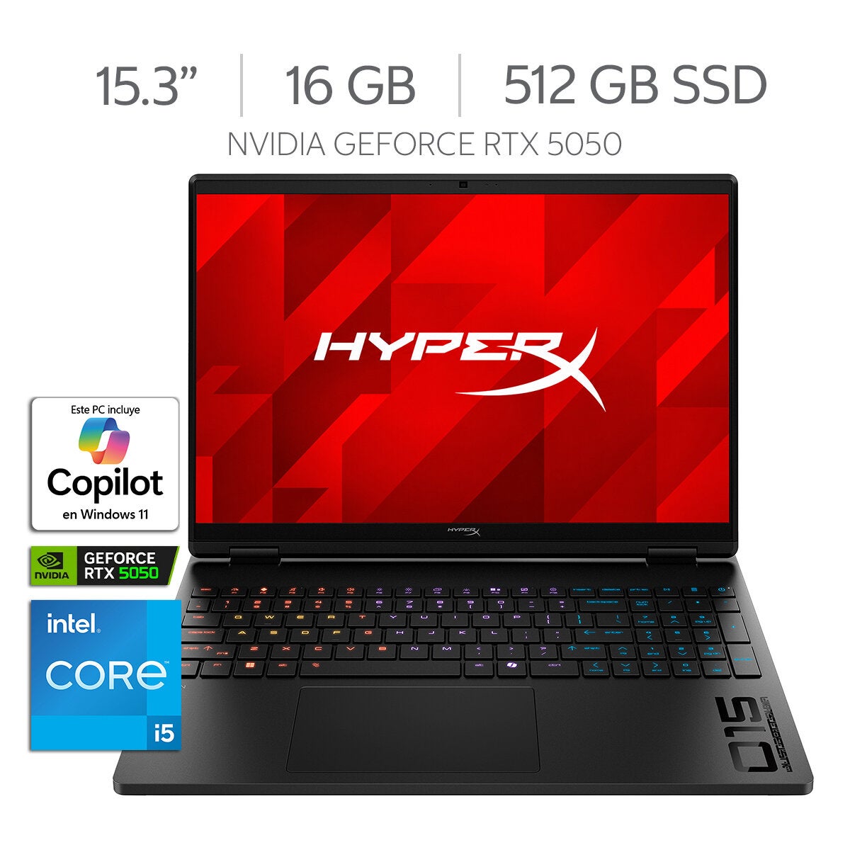 HP HyperX Omen 15-ga0007la Laptop Gaming 15.3" 2K NVIDIA GeForce RTX 5050 Intel Core i5-14500HX 16GB 512GB SSD