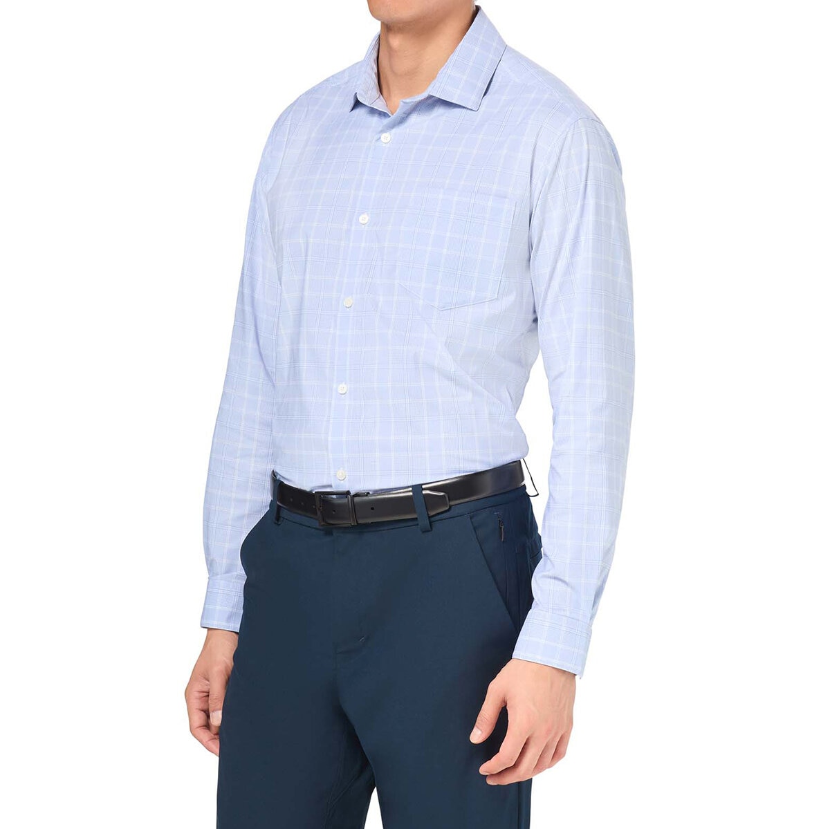 Kirkland Signature Camisa para Caballero Azul con verde Manga 14-14.5 Cuello 34/34