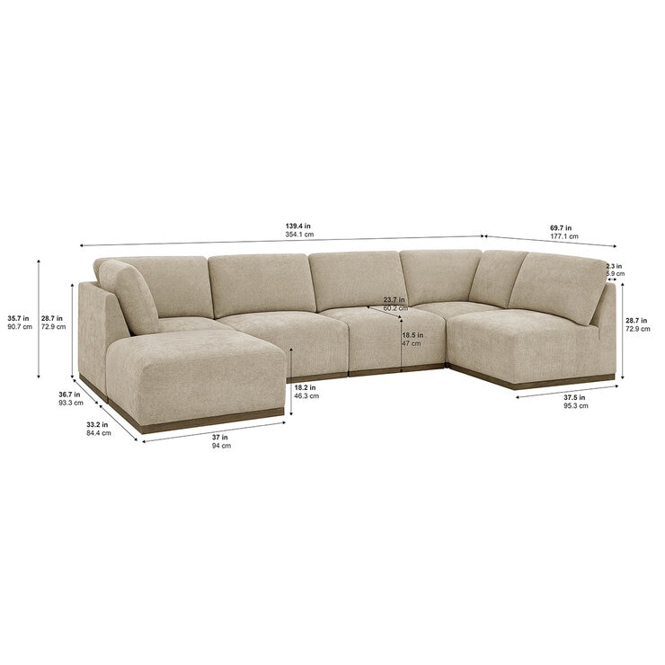 Henredon, Murphy, Seccional Modular de 6 Piezas con Otomano Henredon, Murphy, Seccional Modular de 6 Piezas con Otomano