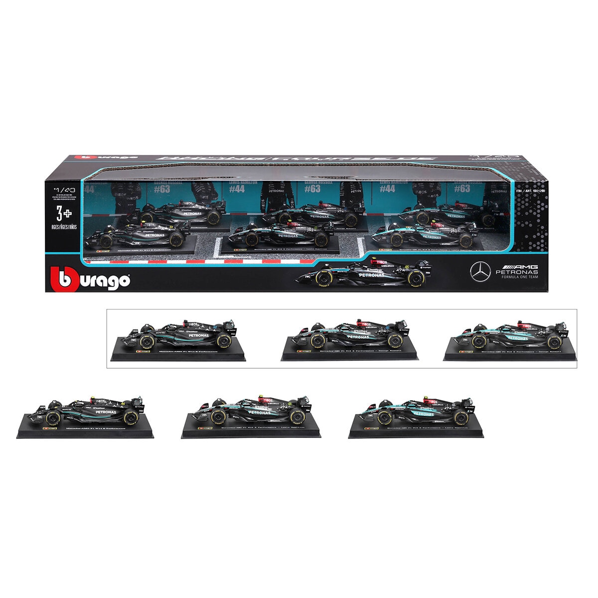 Colección Autos de Carreras F1 Escala 1:43 Paquete de 6 Piezas, Varios Modelos