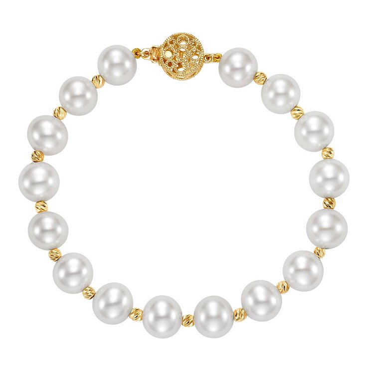 Pulsera de Perlas, Oro de 14K