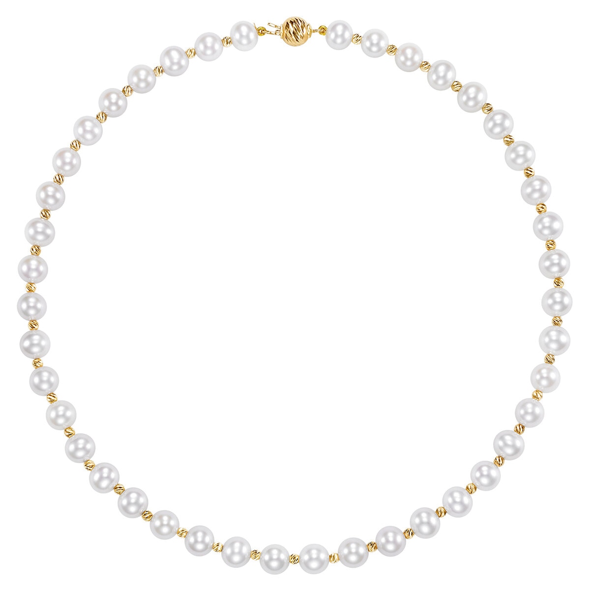 Collar de Perlas, 8-8.5mm, Oro Amarillo de 14K