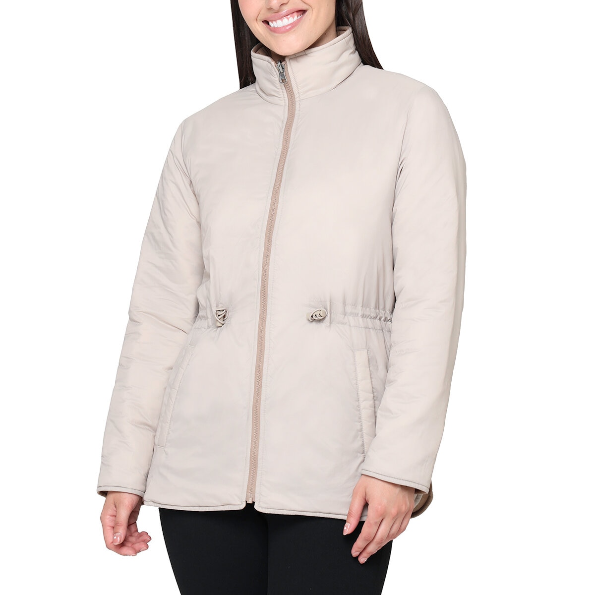 Nicole Miller Original Chamarra reversible para Dama Café Extra Grande