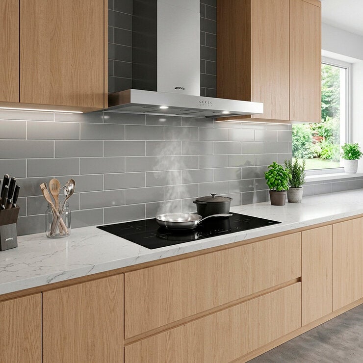 Smeg combo de campana 90 cm + Parrilla eléctrica 5 zonas de cocción 90cm