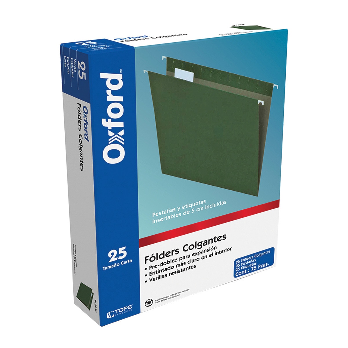 Oxford folder colgante reciclado tamaño carta color verde