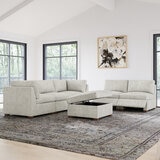 Thomasville, Rockford, Seccional Modular de Tela 6 Piezas con 2 Reposapiés Eléctricos