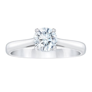 Anillo, 0.50ct Diamante Solitario, Oro Blanco de 14K