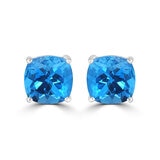 Aretes de Topacio Azul, Oro Blanco de 14K