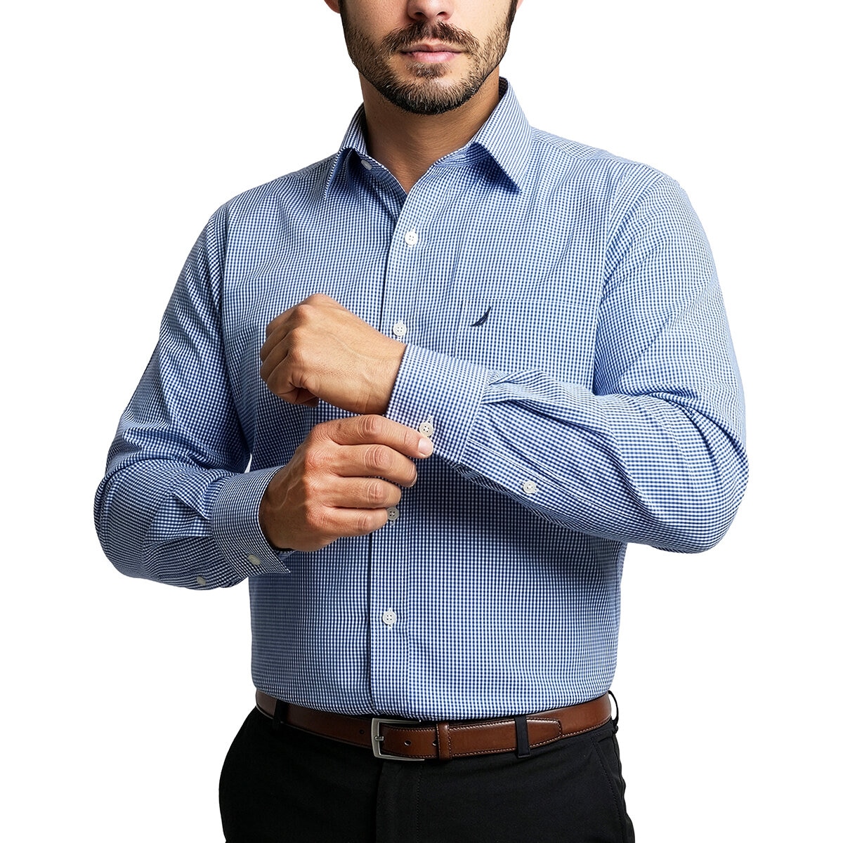 Nautica Camisa para Caballero Azul Cuello 15.5 Manga 32/33