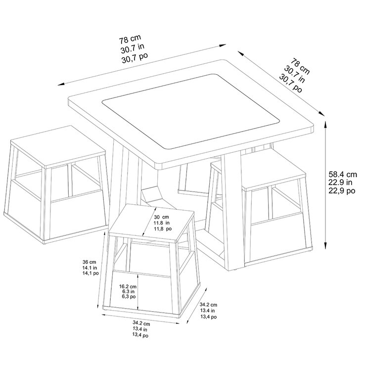Tresanti, Mesa de Actividades para Niños con Taburetes