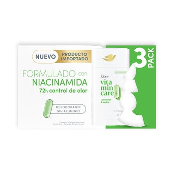 Dove Desodorante Vitamin Care Pepino y Melon 3 pzas de 74 g