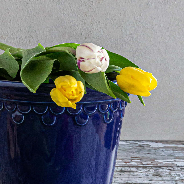 Over & Back, Chelsea Set de 2 Macetas de Cerámica Azul