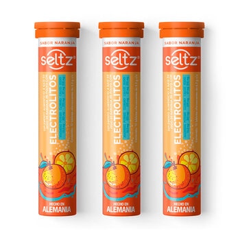 Seltz Eletrolitos 3 Tubos con 13 Tabletas Efervescentes c/u Sabor Naranja