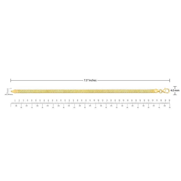 Pulsera de Cadena de Serpiente, Oro Amarillo 18K, 19.05cm
