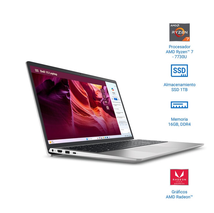 DELL 15 Laptop 15.6" Full HD AMD Ryzen 7 16GB 1TB SSD
