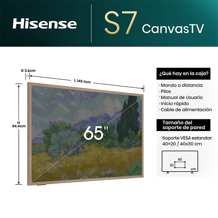 Hisense Pantalla 65" QLED 4K Canvas Google TV