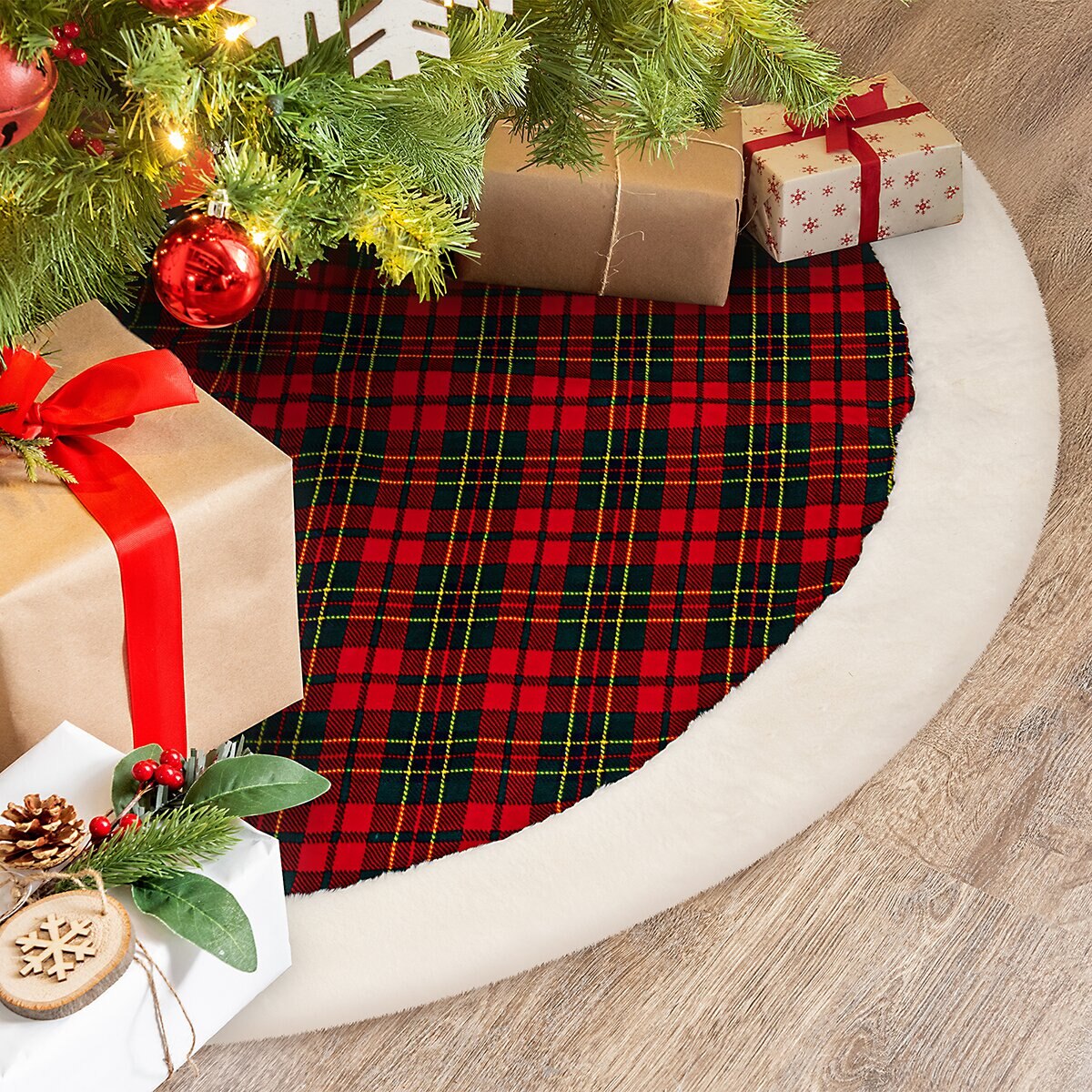 Falda para Árbol 152 cm, Cuadrícula Falda para Árbol 152 cm, Cuadrícula