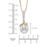 Dije de Perla Cultivada, 9-10mm, Con Diamantes .04ctw, Oro Dos Tonos de 14K
