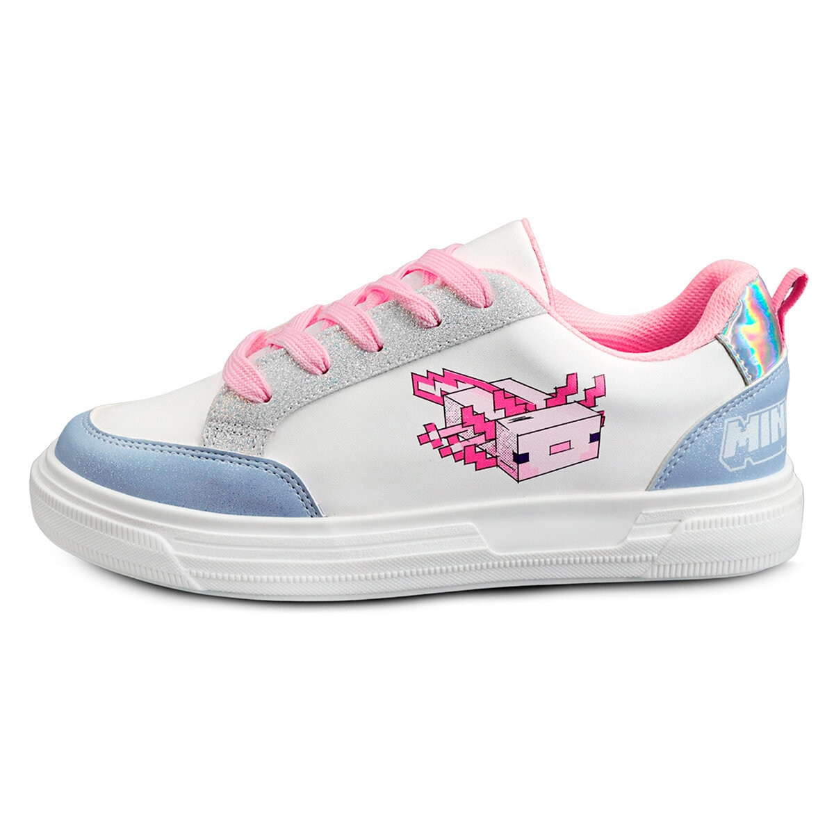 Minecraft, Tenis Color Blanco-Rosa para NIña, Varias Tallas
