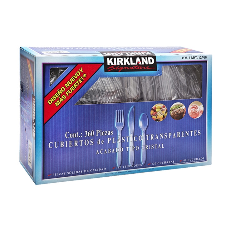 Kirkland Signature Cubiertos de Plástico Transparentes 360 pzas