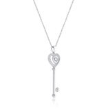 Dije de Diamantes 0.30ctw, Llave de Corazon, Oro Blanco 14K Dije de Diamantes 0.30ctw, Llave de Corazon, Oro Blanco 14K