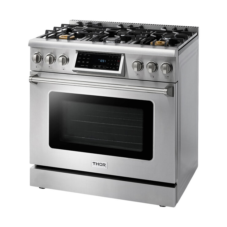 Thor Kitchen Estufa de Gas Natural 6 Quemadores 91 cm Convertible a Gas LP (Kit Incluido)