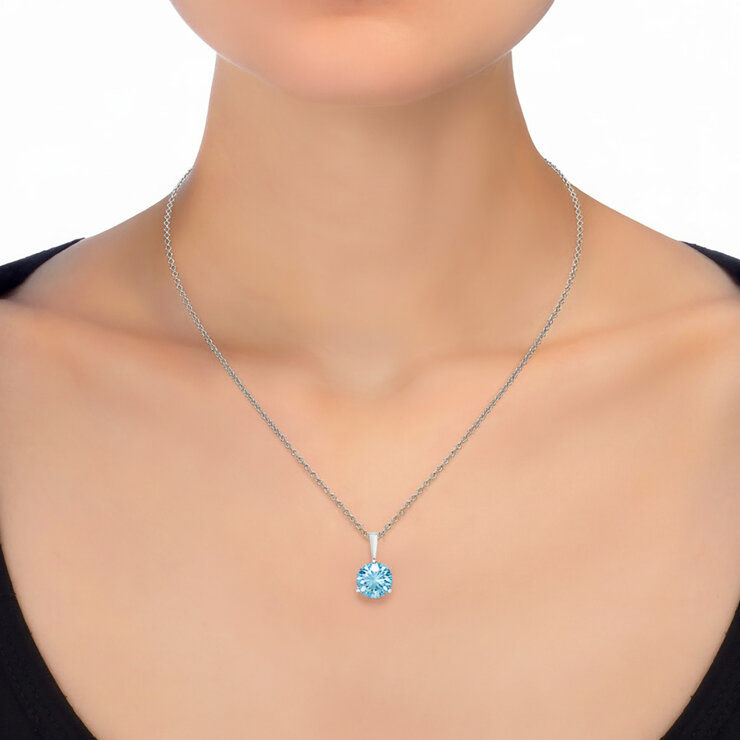 Dije de Topacio Solitario, Oro Blanco 14K