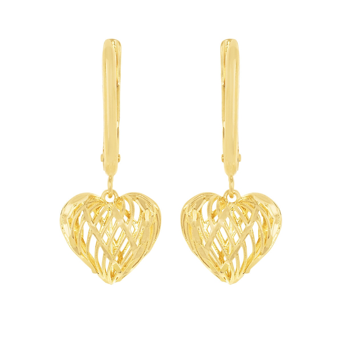 Aretes de Corazon, Filigrana, Oro Amarillo 14K
