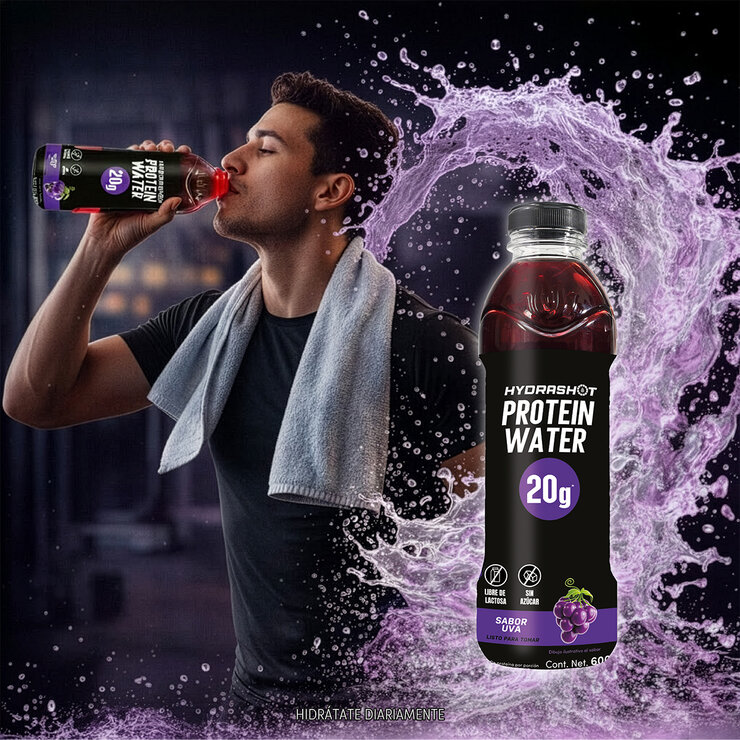 Hydrashot Bebida de Proteína + Electrolitos con 20 g de Proteína 18 / 600 ml