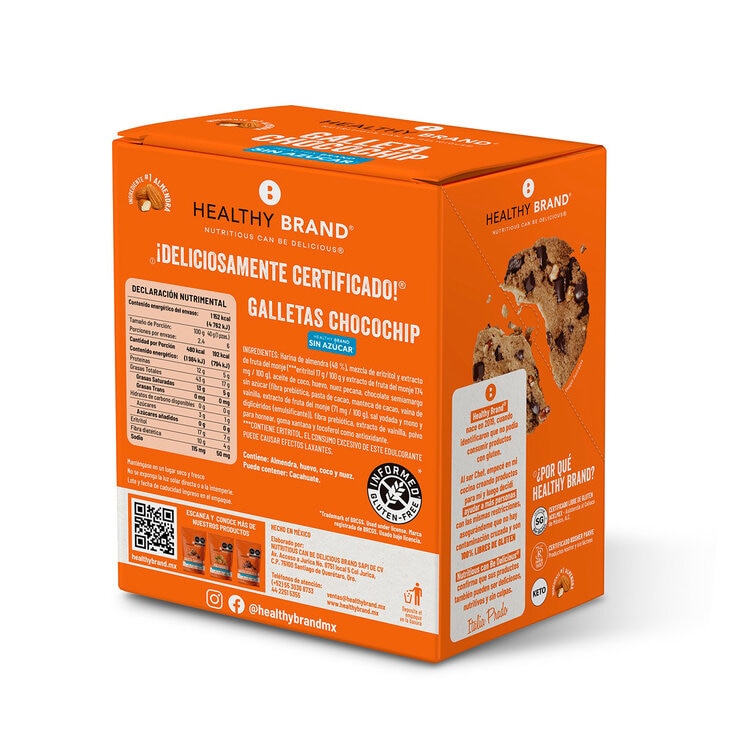 Healthy Brand Galletas Keto con Chispas de Chocolate 6 pzas de 40 g