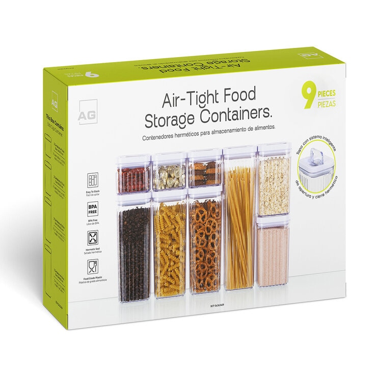 AG Box, Set de Contenedores de Alimentos de 9 piezas, Diferentes Capacidades