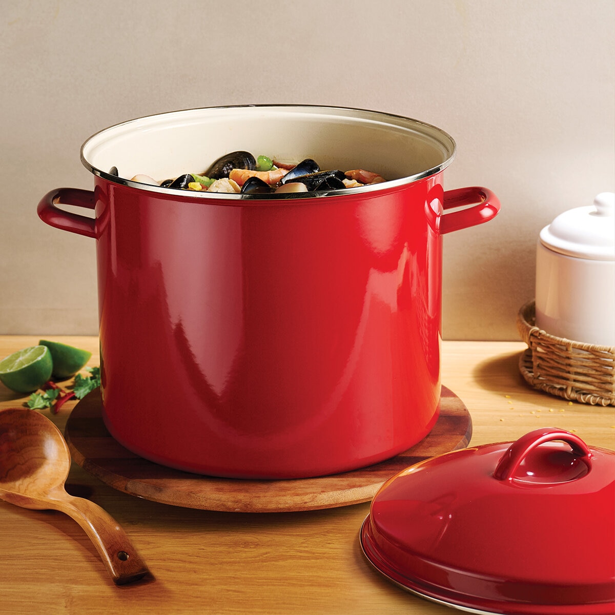 Tramontina Olla con Tapa de 15.1L de Acero Esmaltado