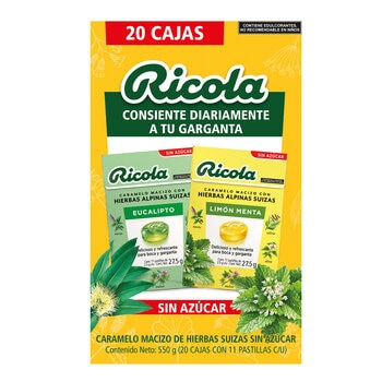 Ricola 10 Cajas Sabor Eucalipto y 10 Cajas Sabor Limón Menta