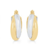 Aretes, Arracadas de Doble Fila, Oro Dos Tonos 14K