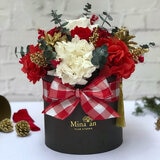 Bouquet Navidad, Caja Negra Listón de Cuadros Bouquet Navidad, Caja Negra Listón de Cuadros