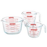 Pyrex Juego de 3 Tazas Medidoras de Vidrio