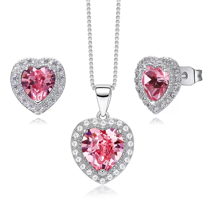 Mayfer, Juego de Aretes y Dije en Forma de Corazón, Varios Colores